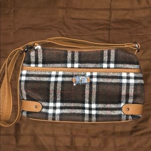 Brown pattern fabric crossbody